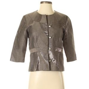 Hunter Dixon Anthropologie Y2K Metallic Brown & Silver Blazer Size 2